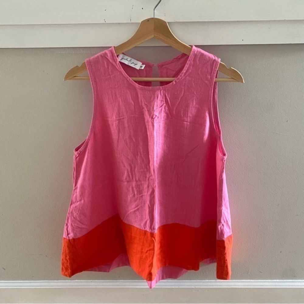 Petal & Pup Pink Orange Linen Blend Sleeveless Top Size XS
